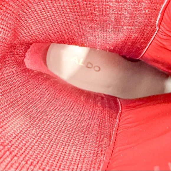 Aldo Red Heeled Boots Sleek Modern Design - Picture 3 of 6